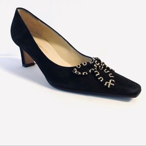 Mario Giordano Suede Block Heel Pumps
